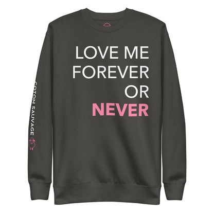 Sweatshirt "Love me forever or never"